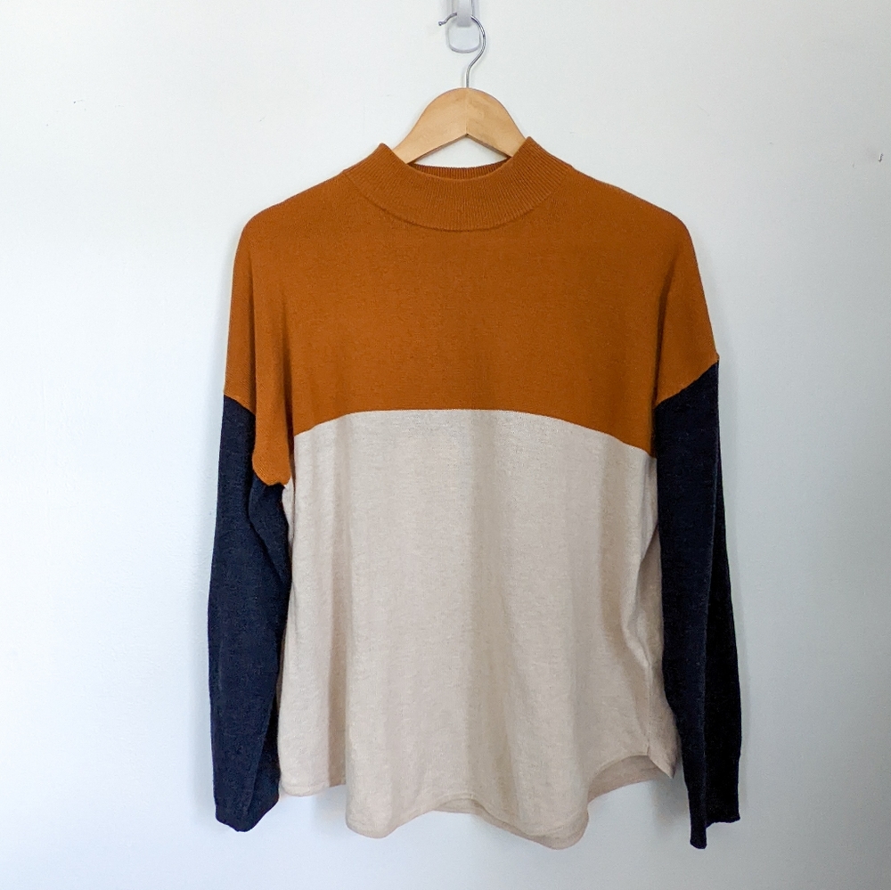 Madewell Colorblock Ashbury Mockneck Sweater Size Medium.